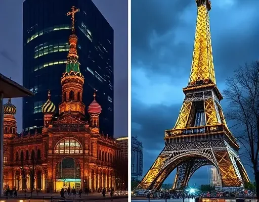 Сравнение внедрения смарт-технологий в офисных районах Москвы и Парижа